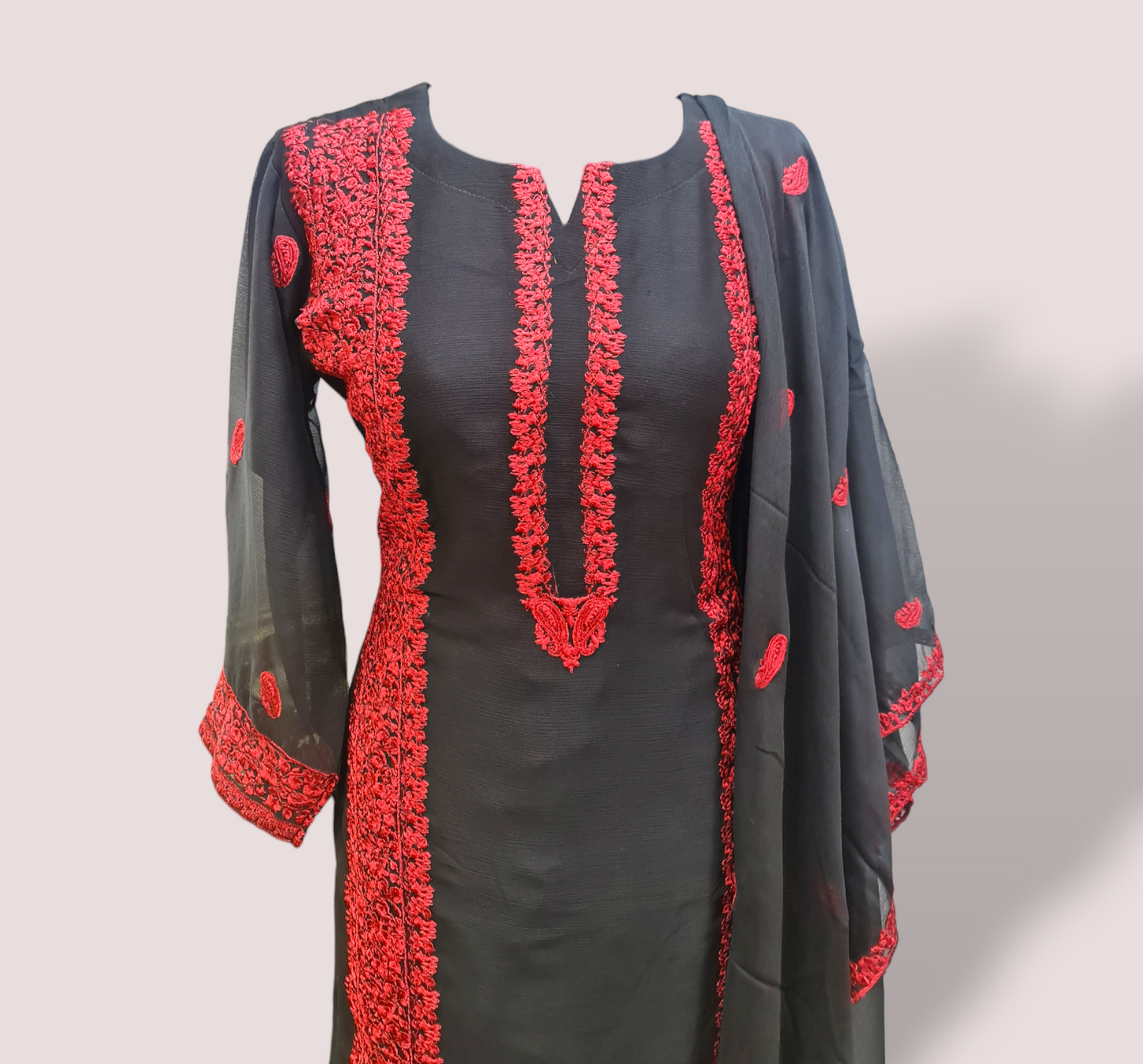 Beautiful chiffon readymade embroidered suit