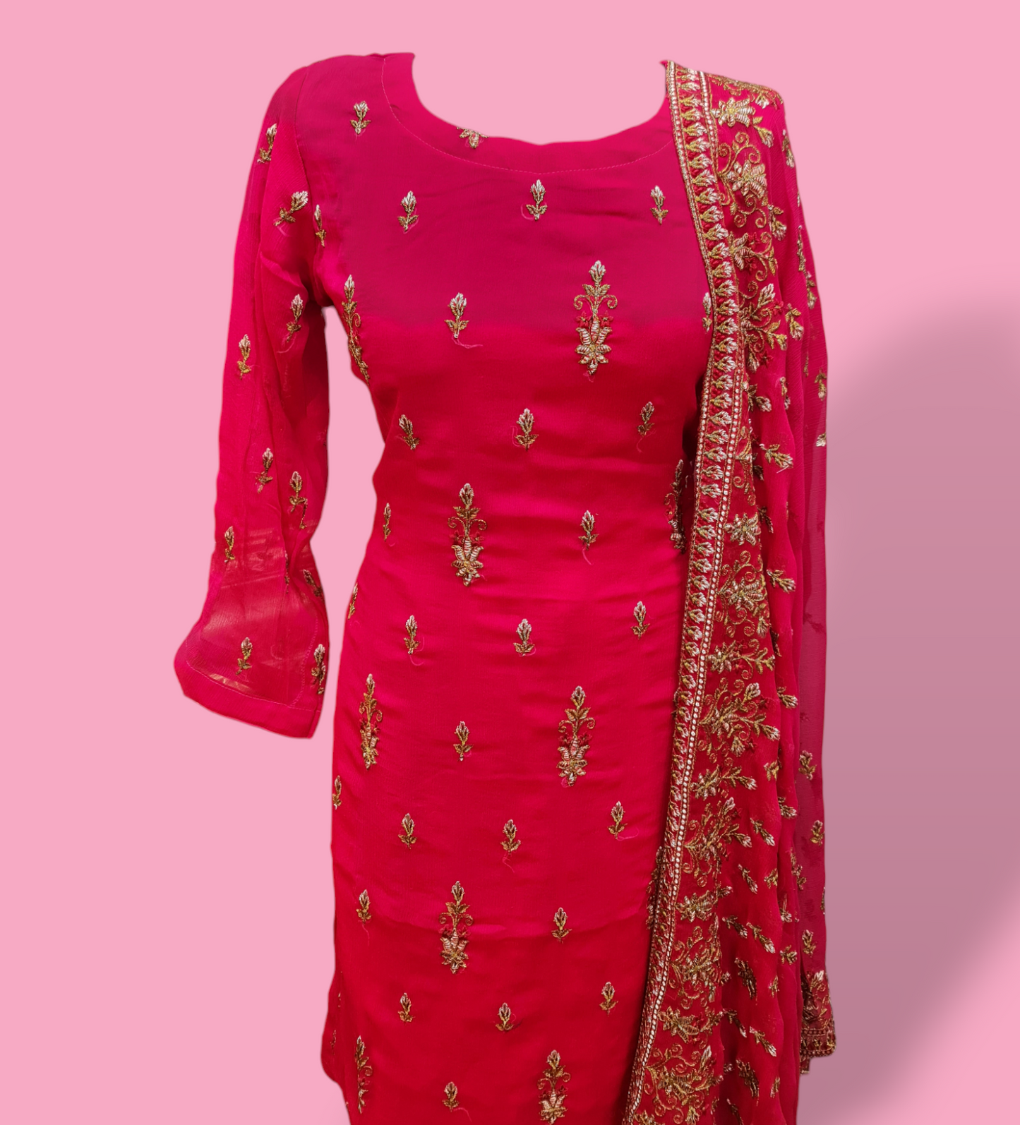 Pink embroidered suit