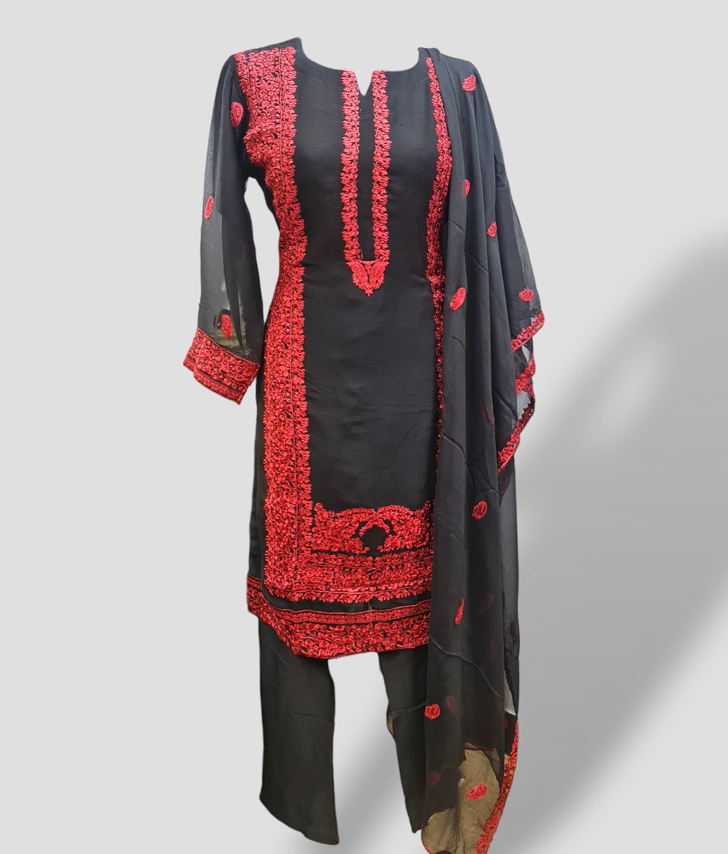 Beautiful chiffon readymade embroidered suit