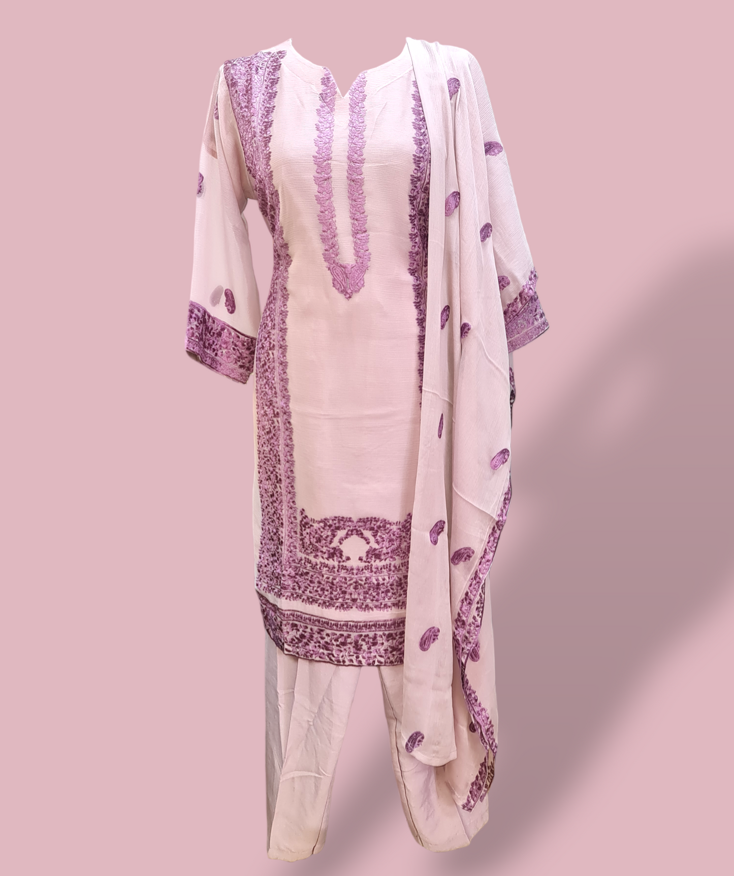 Beautiful chiffon readymade embroidered suit