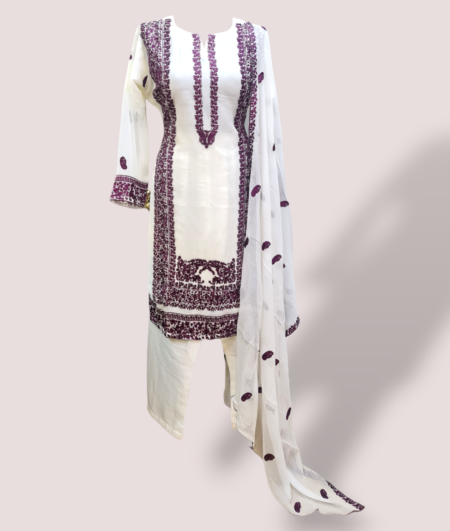 Beautiful chiffon readymade embroidered suit