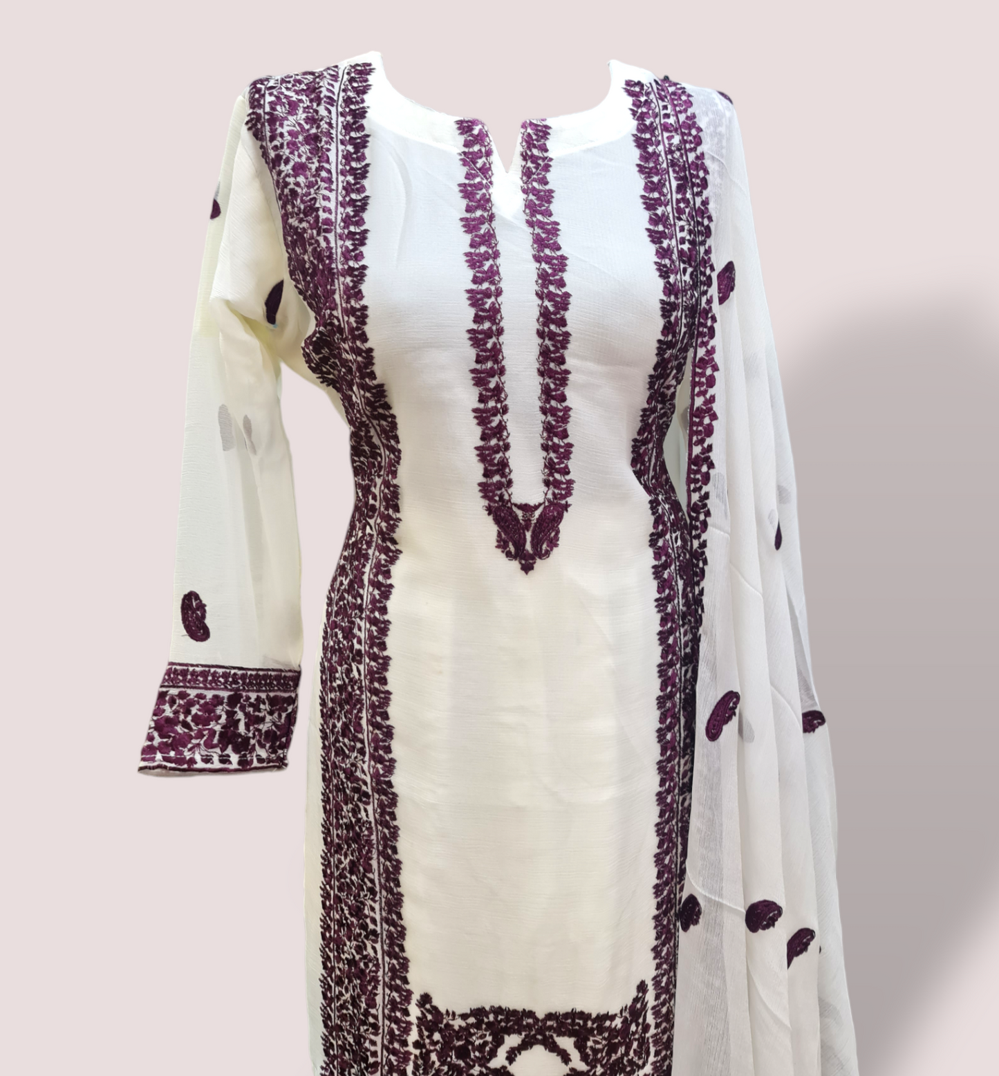 Beautiful chiffon readymade embroidered suit