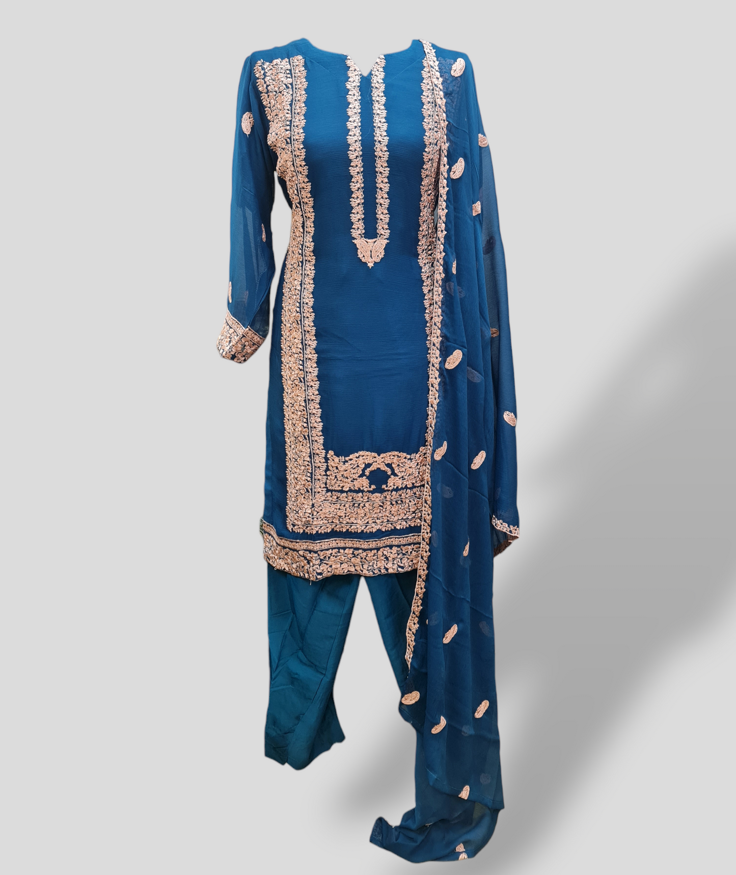 Beautiful chiffon readymade embroidered suit