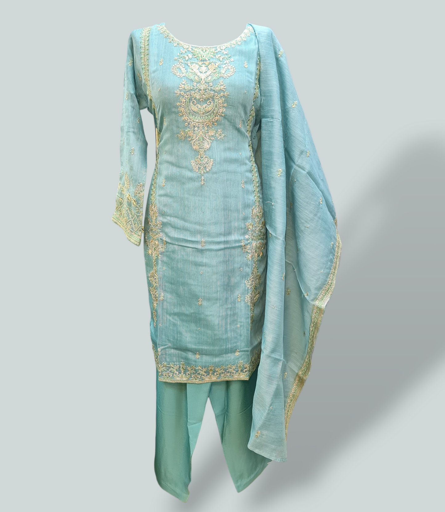 Cotton net embroidered suits