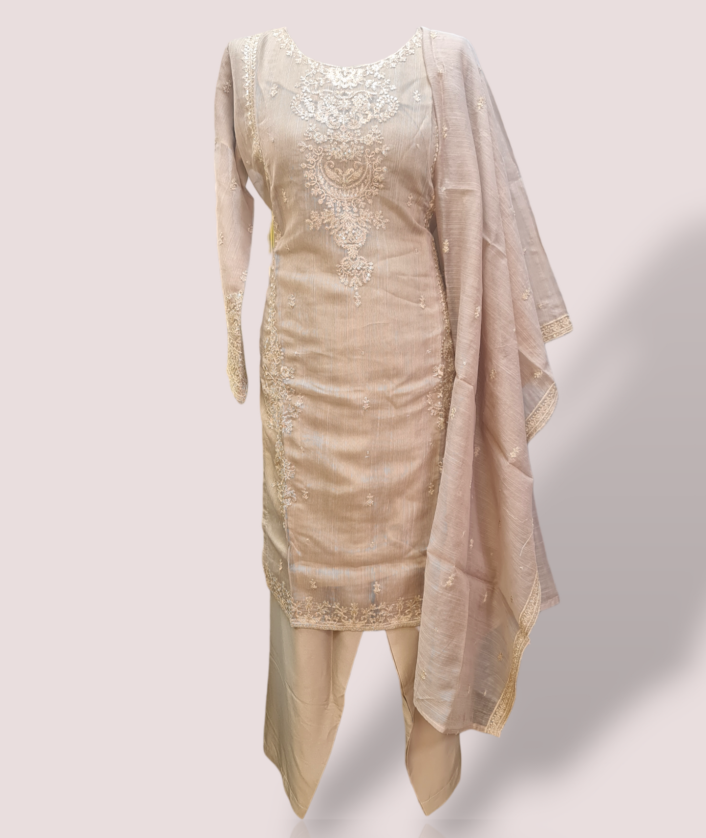 Cotton net embroidered suits