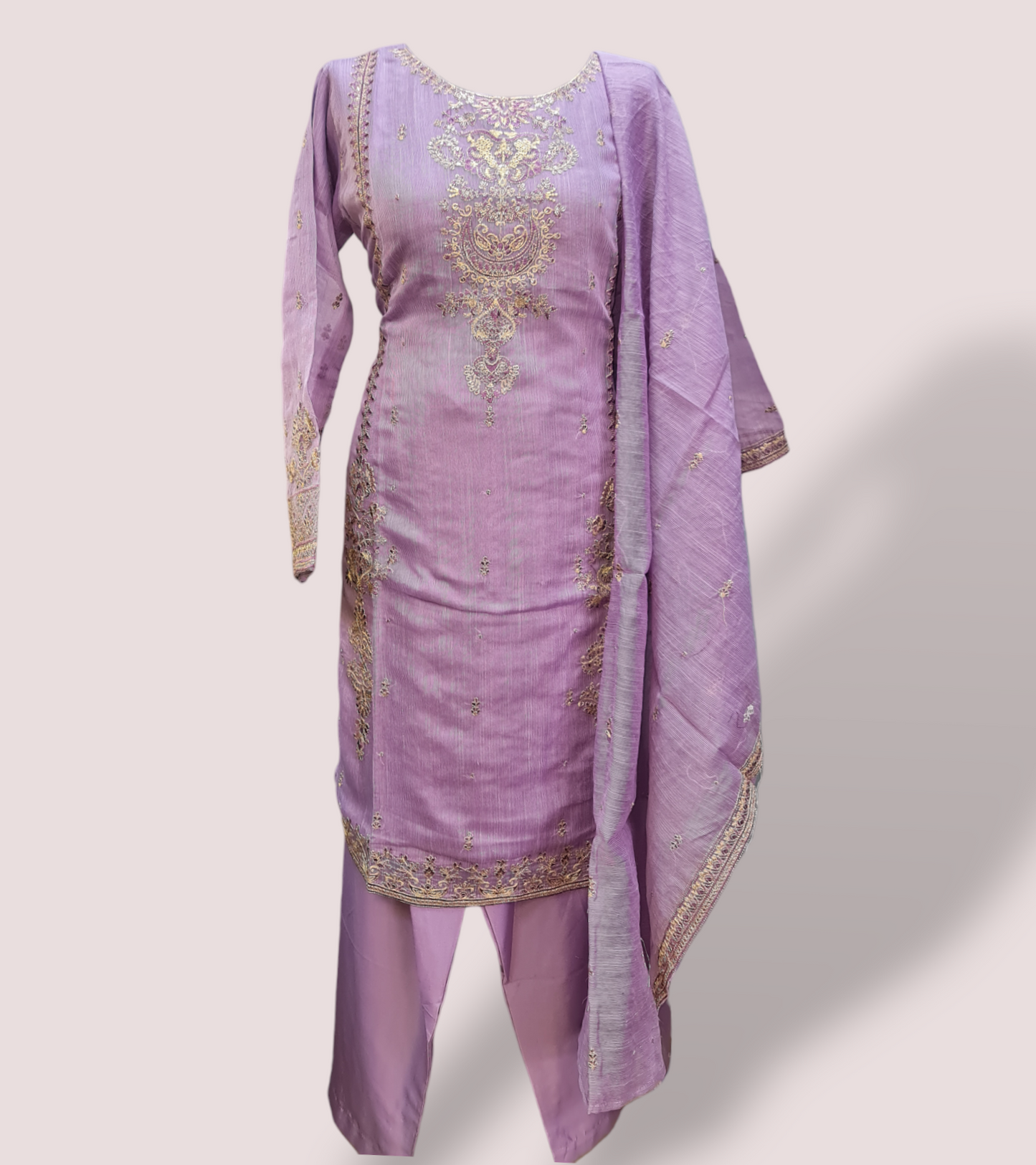 Cotton net embroidered suits